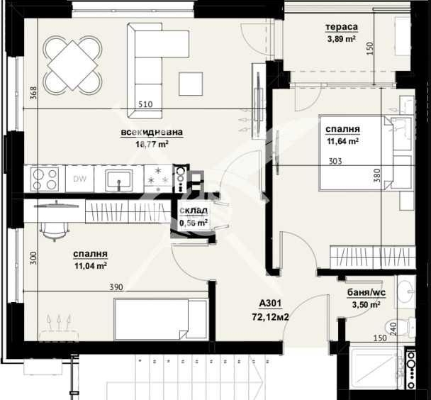 Тристаен апартамент в Бургас, Изгрев - 72 кв.м за 1181 €/кв.м - Снимка #1