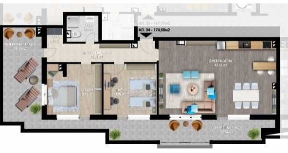 Тристаен апартамент в Пловдив, Остромила - 174 кв.м за 923 €/кв.м - Снимка #1