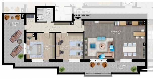 Тристаен апартамент в Пловдив, Остромила - 174 кв.м за 923 €/кв.м - Снимка #1