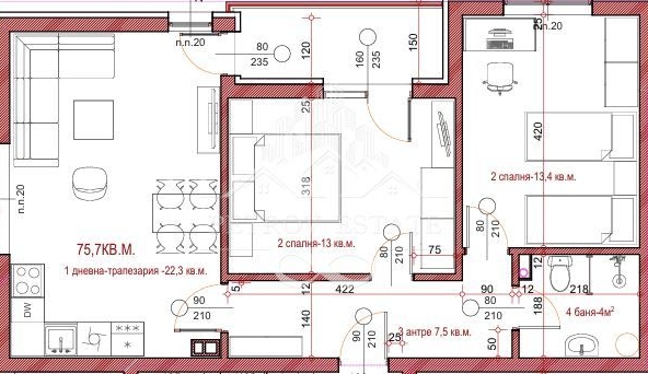 Тристаен апартамент в Велинград - 76 кв.м за 638 €/кв.м - Снимка #1