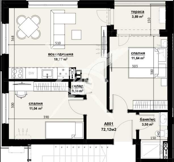 Тристаен апартамент в Бургас, Изгрев - 72 кв.м за 1195 €/кв.м - Снимка #1