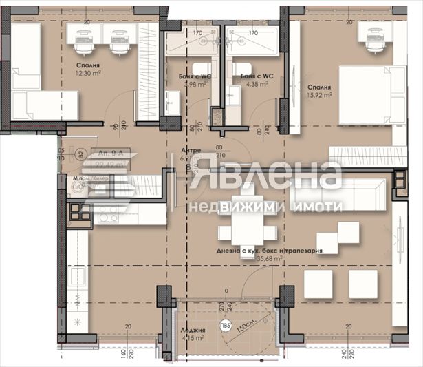 Тристаен апартамент в София, Връбница 2 - 121 кв.м за 1351 €/кв.м - Снимка #1