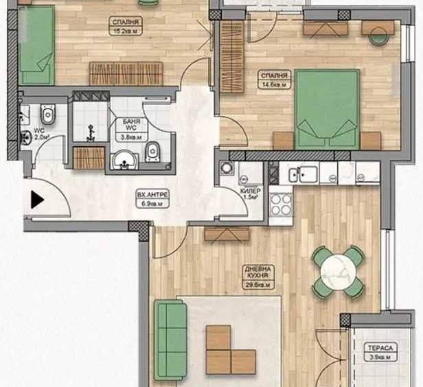 Тристаен апартамент в Пловдив, Кършияка - 115 кв.м за 761 €/кв.м - Снимка #1