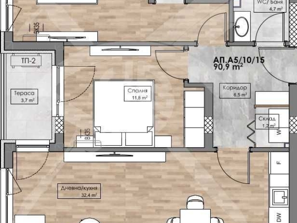 Тристаен апартамент в Пловдив, Кършияка - 106 кв.м за 1088 €/кв.м - Снимка #1
