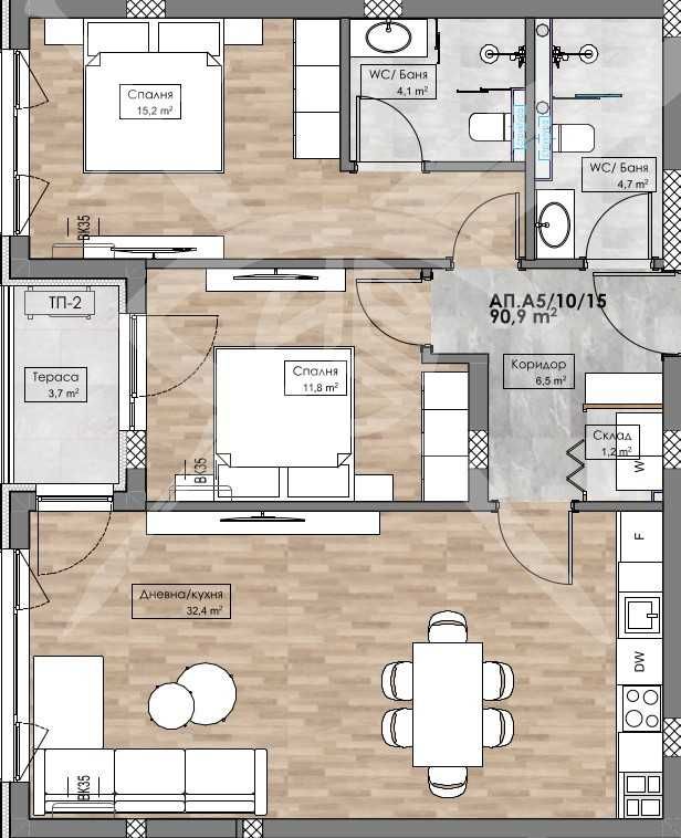 Тристаен апартамент в Пловдив, Кършияка - 106 кв.м за 555 €/кв.м - Снимка #1