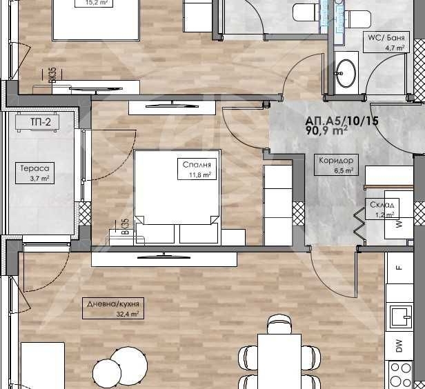 Тристаен апартамент в Пловдив, Кършияка - 106 кв.м за 1088 €/кв.м - Снимка #1