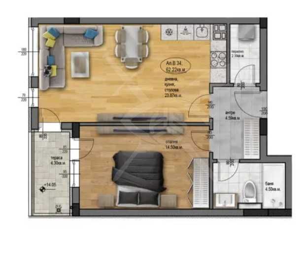 Дава се под наем Двустаен апартамент в Пловдив, Остромила - 72 кв.м за 67488.81 € - Снимка #1