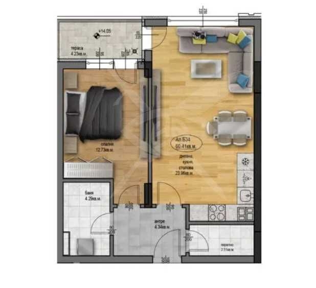 Дава се под наем Двустаен апартамент в Пловдив, Остромила - 72 кв.м за 67029.81 € - Снимка #1