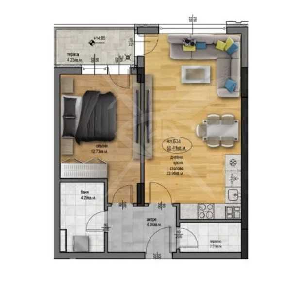 Дава се под наем Двустаен апартамент в Пловдив, Остромила - 72 кв.м за 67029.81 € - Снимка #1