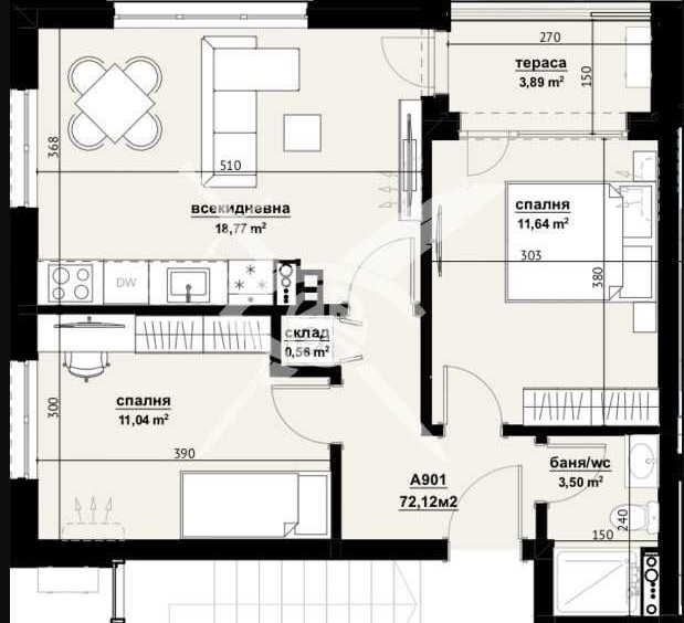 Тристаен апартамент в Бургас, Изгрев - 72 кв.м за 1181 €/кв.м - Снимка #1