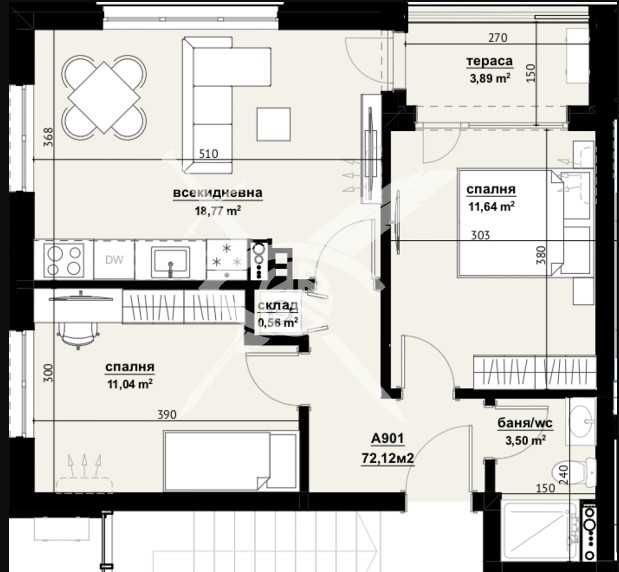 Тристаен апартамент в Бургас, Изгрев - 72 кв.м за 1181 €/кв.м - Снимка #1