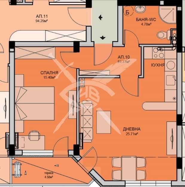 Двустаен апартамент в Бургас, Меден рудник - зона А - 94 кв.м за 766 €/кв.м - Снимка #1