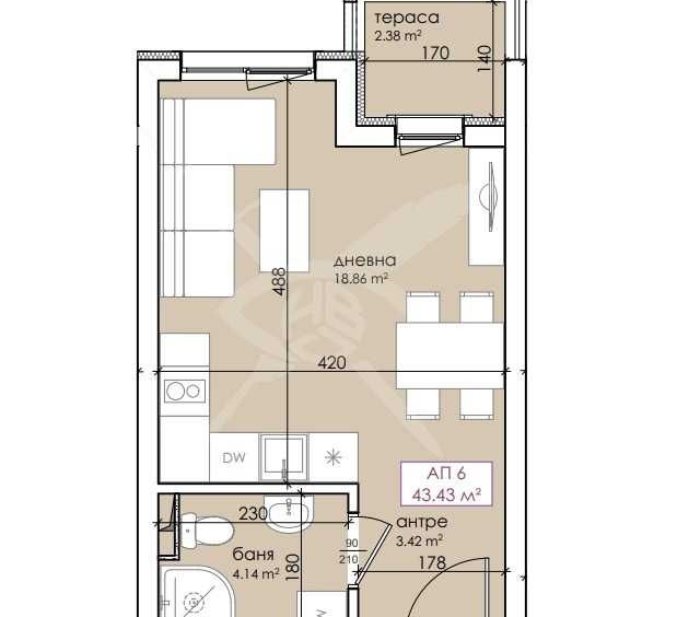 Едностаен апартамент в Созопол - 43 кв.м за 1419 €/кв.м - Снимка #1