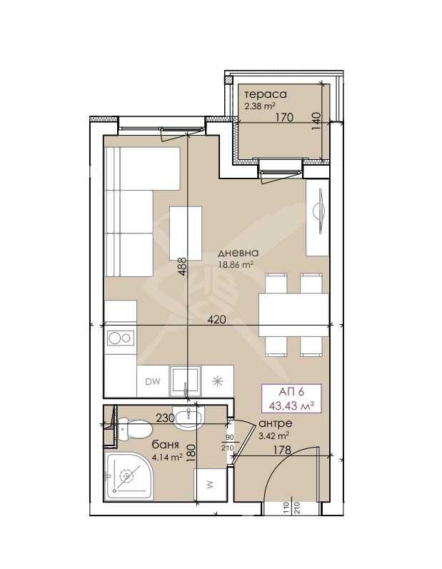 Едностаен апартамент в Созопол - 43 кв.м за 1419 €/кв.м - Снимка #1