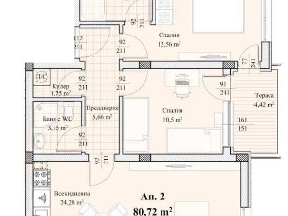 Тристаен апартамент в Пловдив, Христо Смирненски - 91 кв.м за 591 €/кв.м - Снимка #1