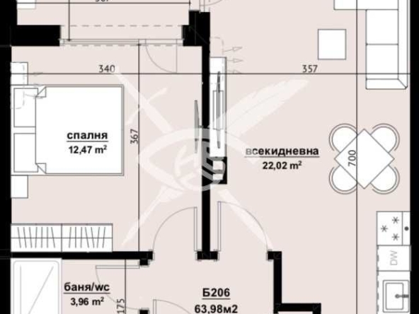 Двустаен апартамент в Бургас, Изгрев - 63 кв.м за 1096 €/кв.м - Снимка #1