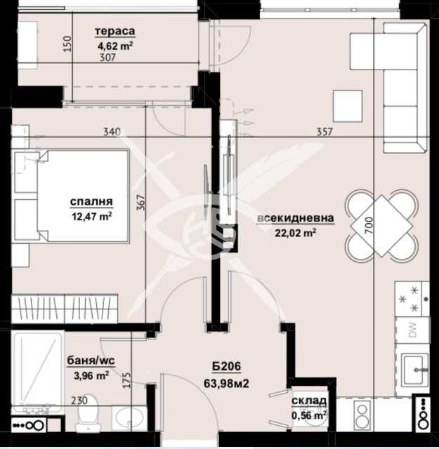 Двустаен апартамент в Бургас, Изгрев - 63 кв.м за 1096 €/кв.м - Снимка #1