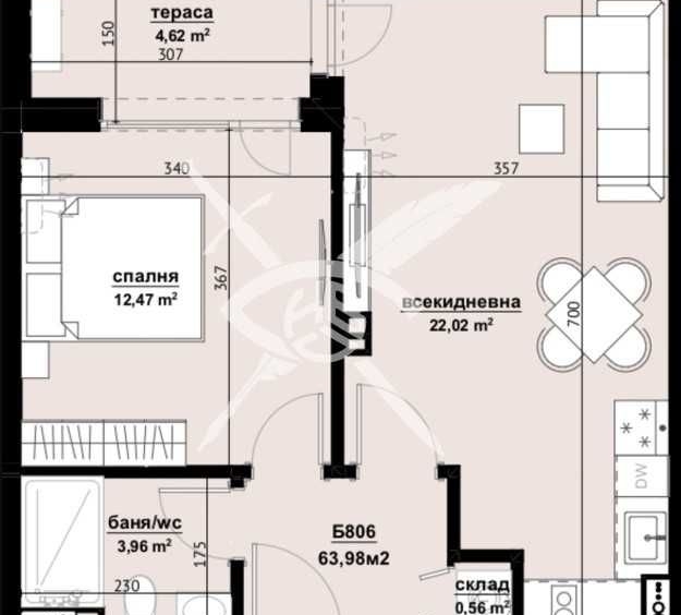 Двустаен апартамент в Бургас, Изгрев - 63 кв.м за 1112 €/кв.м - Снимка #1