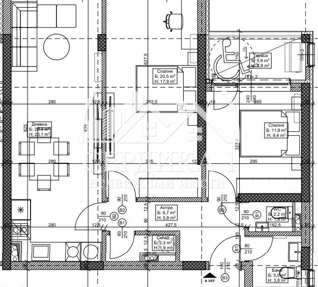 Тристаен апартамент в София, Модерно предградие - 94 кв.м за 1253 €/кв.м - Снимка #1