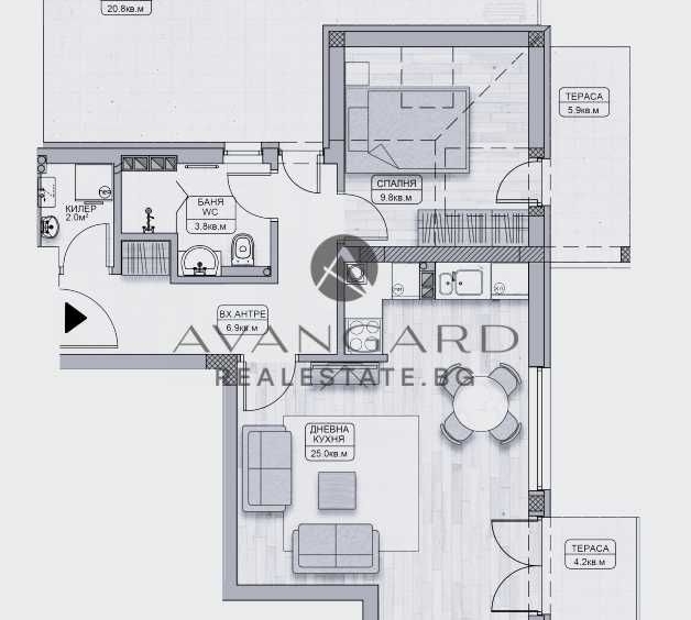 Двустаен апартамент в Пловдив, Кършияка - 109 кв.м за 1342 €/кв.м - Снимка #1