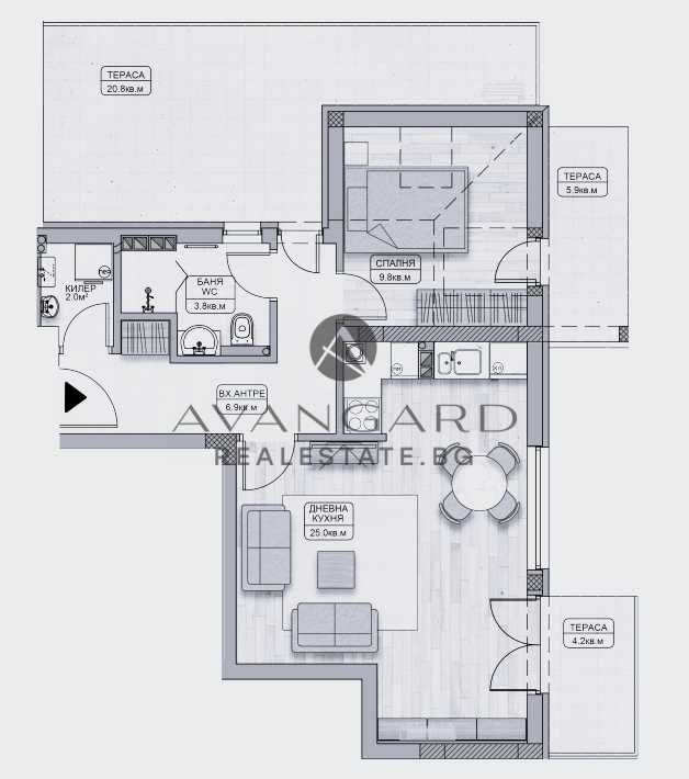 Двустаен апартамент в Пловдив, Кършияка - 109 кв.м за 1342 €/кв.м - Снимка #1