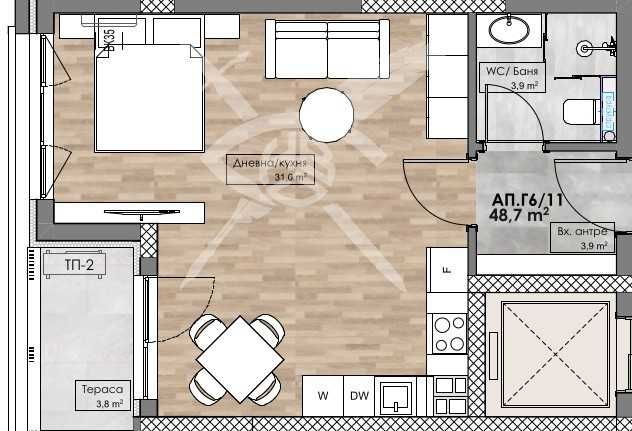 Тристаен апартамент в Пловдив, Кършияка - 54 кв.м за 1096 €/кв.м - Снимка #1