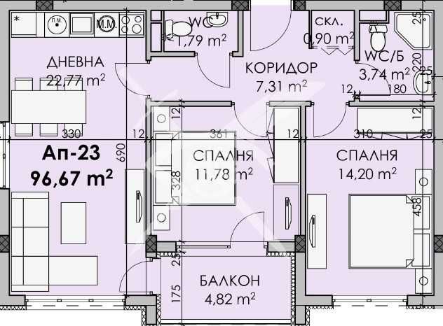 Тристаен апартамент в София, Хладилника - 96 кв.м за 744 €/кв.м - Снимка #1