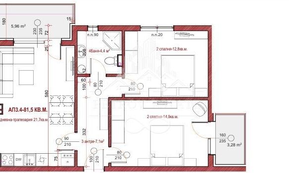 Тристаен апартамент в Велинград - 82 кв.м за 1300 €/кв.м - Снимка #1