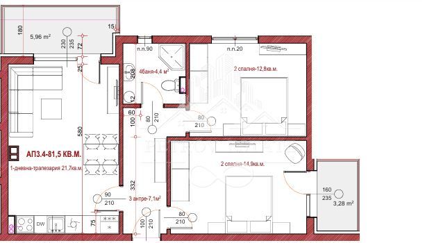 Тристаен апартамент в Велинград - 82 кв.м за 1300 €/кв.м - Снимка #1