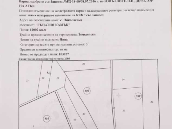 Земеделски имот в с. Николаевка, Област Варна -  кв.м за 702 €/дка - Снимка #1