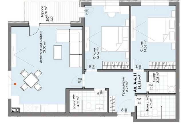 Тристаен апартамент в Пловдив, Христо Смирненски - 122 кв.м за 789 €/кв.м - Снимка #1