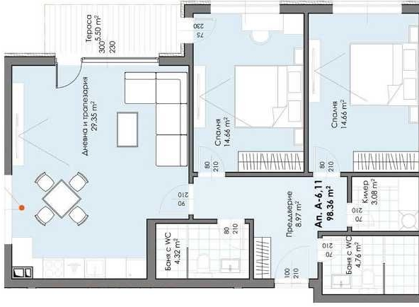 Тристаен апартамент в Пловдив, Христо Смирненски - 102 кв.м за 893 €/кв.м - Снимка #1