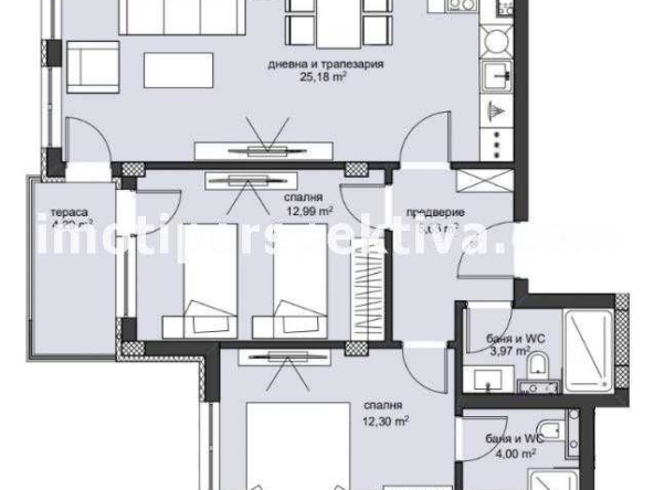 Тристаен апартамент в Пловдив, Христо Смирненски - 100 кв.м за 1160 €/кв.м - Снимка #1