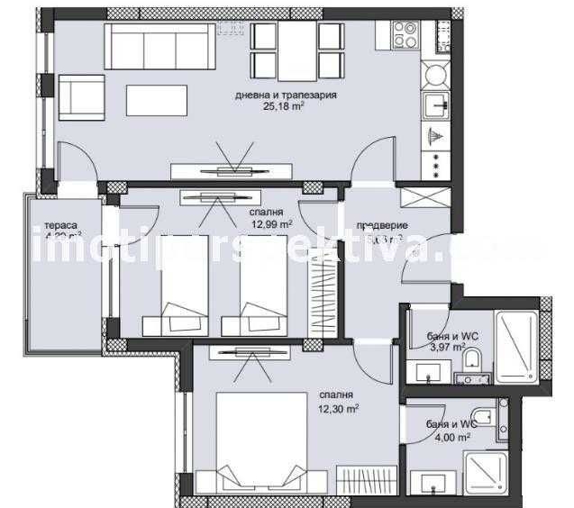 Тристаен апартамент в Пловдив, Христо Смирненски - 100 кв.м за 1160 €/кв.м - Снимка #1
