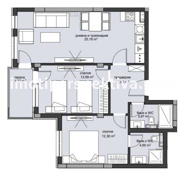 Тристаен апартамент в Пловдив, Христо Смирненски - 100 кв.м за 1160 €/кв.м - Снимка #1