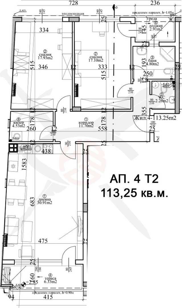 Тристаен апартамент в Варна, Гръцка махала - 132 кв.м за 1440 €/кв.м - Снимка #1
