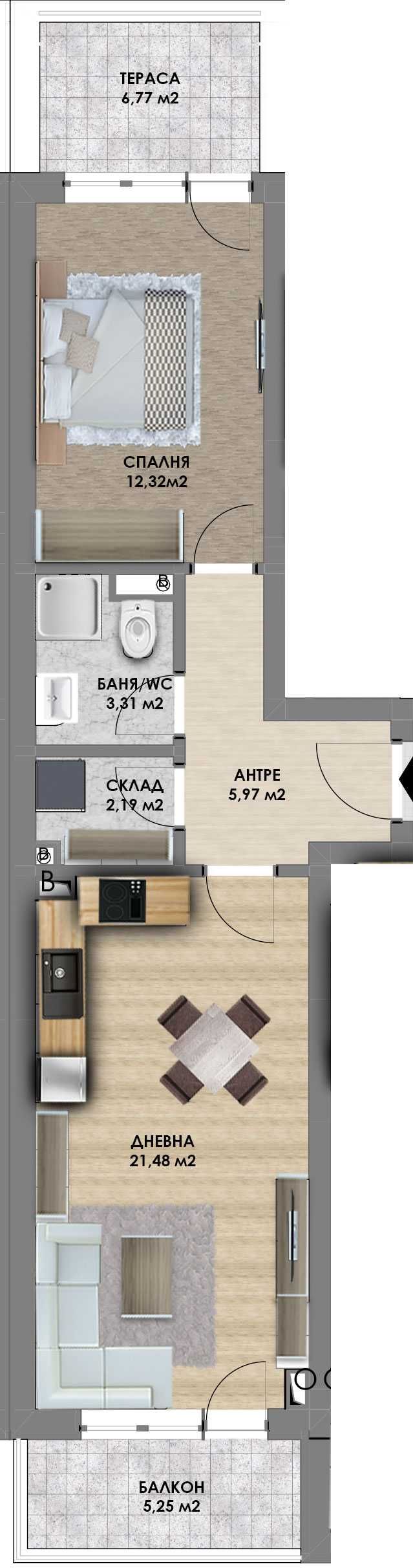 Двустаен апартамент в Пловдив, Христо Смирненски - 63 кв.м за 985 €/кв.м - Снимка #1
