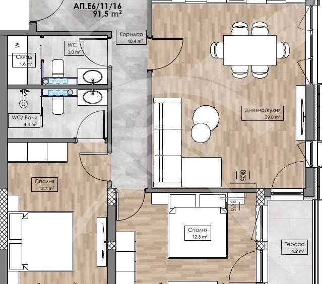 Тристаен апартамент в Пловдив, Кършияка - 105 кв.м за 1087 €/кв.м - Снимка #1