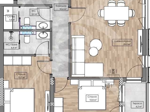 Тристаен апартамент в Пловдив, Кършияка - 103 кв.м за 1090 €/кв.м - Снимка #1