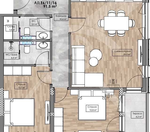 Тристаен апартамент в Пловдив, Кършияка - 103 кв.м за 556 €/кв.м - Снимка #1