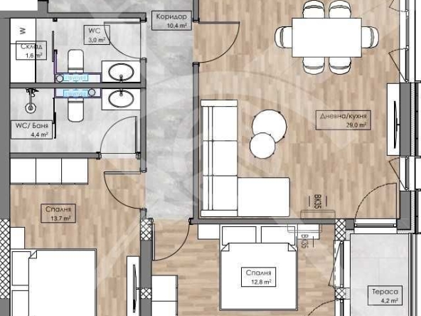 Тристаен апартамент в Пловдив, Кършияка - 105 кв.м за 554 €/кв.м - Снимка #1