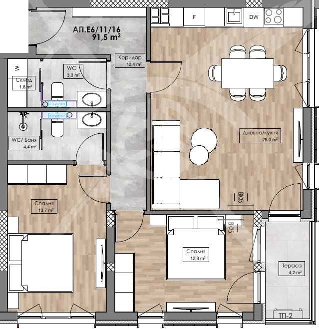 Тристаен апартамент в Пловдив, Кършияка - 103 кв.м за 1083 €/кв.м - Снимка #1