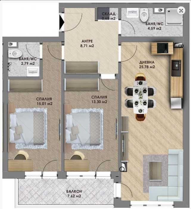 Тристаен апартамент в Пловдив, Христо Смирненски - 104 кв.м за 688 €/кв.м - Снимка #1