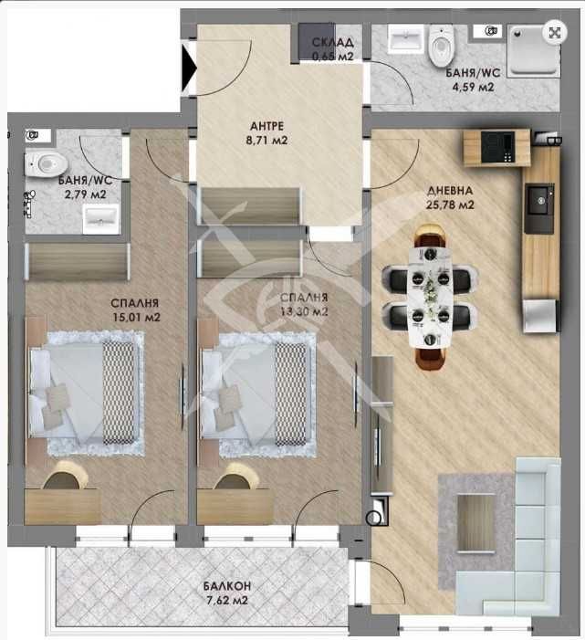 Тристаен апартамент в Пловдив, Христо Смирненски - 104 кв.м за 929 €/кв.м - Снимка #1