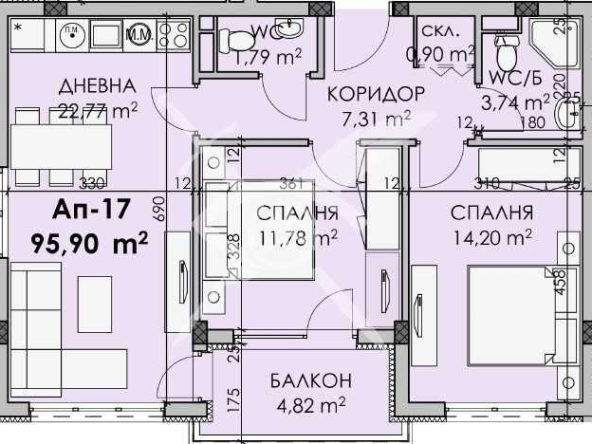 Тристаен апартамент в София, Хладилника - 95 кв.м за 752 €/кв.м - Снимка #1