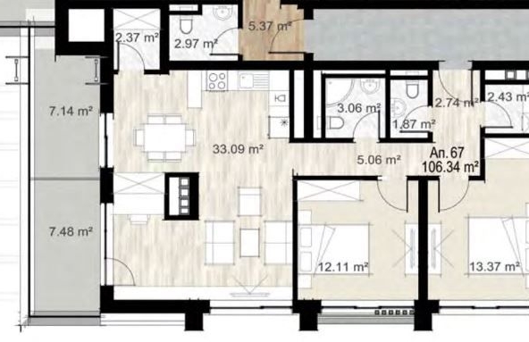 Тристаен апартамент в София, Зона Б-5 - 128 кв.м за 2031 €/кв.м - Снимка #1