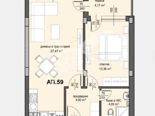 Двустаен апартамент в Пловдив, Южен - 71 кв.м за 986 €/кв.м - Снимка #1