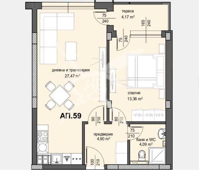 Двустаен апартамент в Пловдив, Южен - 71 кв.м за 986 €/кв.м - Снимка #1