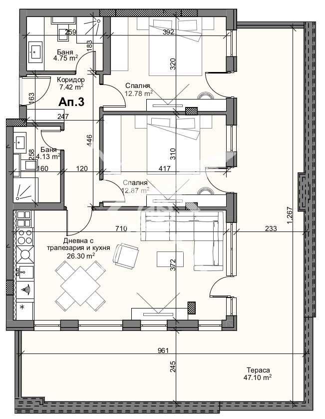 Тристаен апартамент в Пловдив, Кършияка - 155 кв.м за 1893 €/кв.м - Снимка #1