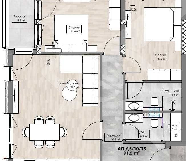 Тристаен апартамент в Пловдив, Кършияка - 103 кв.м за 552 €/кв.м - Снимка #1